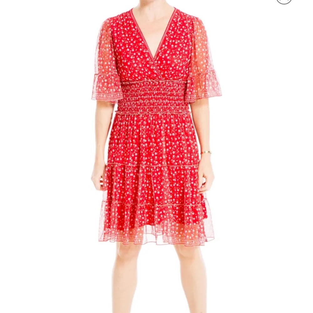 Max Studio v neck flutter sleeve dress